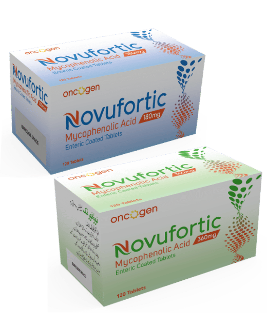 Novufortic (Mycophenolic Acid) enteric coated tablets in 180mg and 360mg strengths